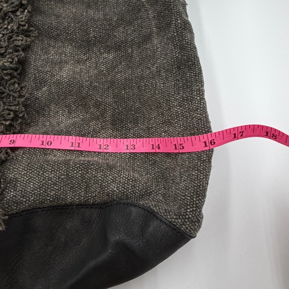 Free People Canvas Leather Grey Black Bohemian Fringed Slouchy Crossbody Bag - Picture 8 of 8